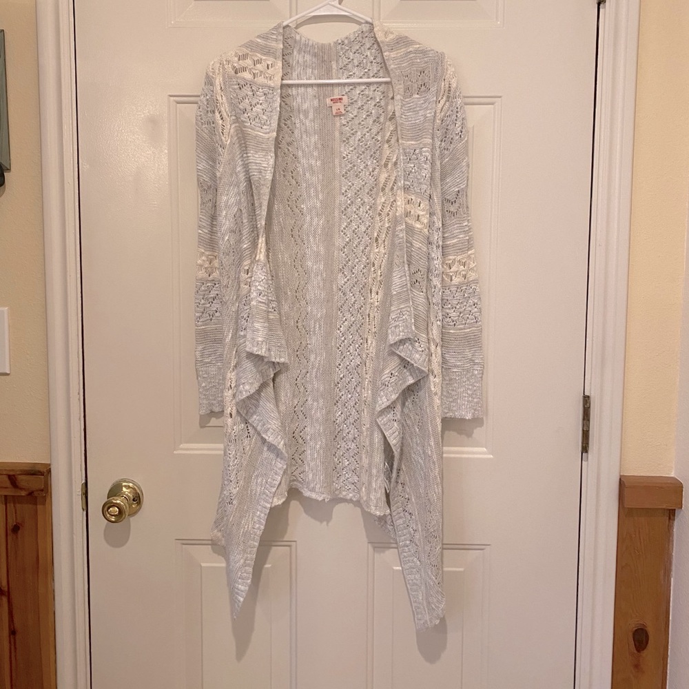 Draped tunic open-front sweater